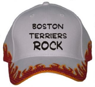 Boston Terriers Rock Orange Flame Hat / Baseball Cap