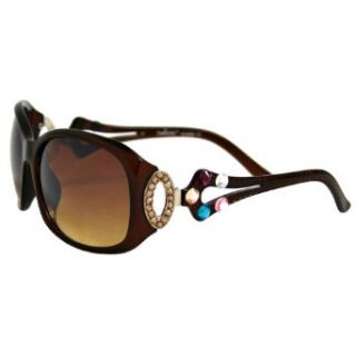 Brown Multi color Rhinestone Embellish Sunglasses