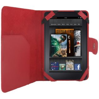 Premium  Kindle Fire Red Leather Stand Case
