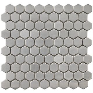 Somertile Chromium Steel Hex 1.25 inch Metal Over Ceramic Mosaic Tiles