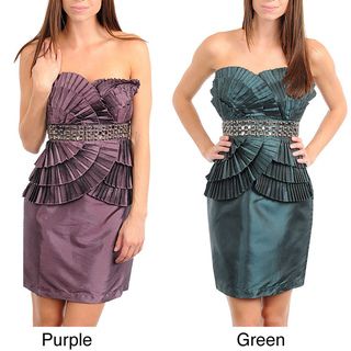 Stanzino Womens Strapless Pleat Detailing Dress