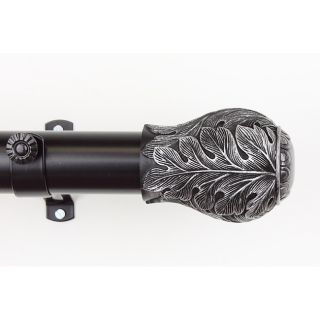 Frond 48 to 84 inch Black Adjustable Curtain Rod Set
