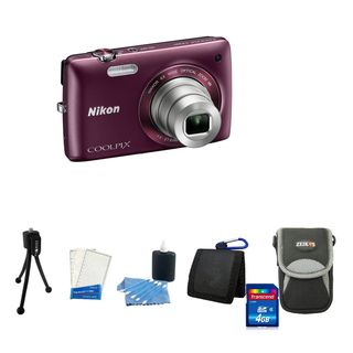 Nikon COOLPIX S4100 14MP Plum Digital Camera with Deluxe Bonus Kit