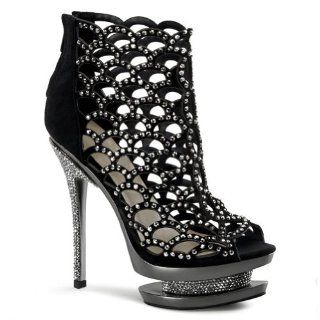 Rhinestone Caged Platform Shoes Peep Toe Booties Womens Shoes Shoes