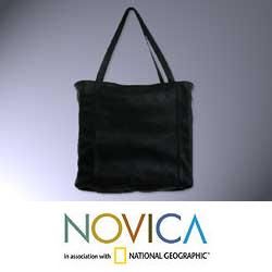 Leather Black Versatility Large Tote Handbag (Mexico)