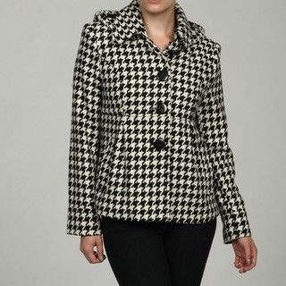 Gallery Womens Black/ White Houndstooth Patterned Coat FINAL SALE