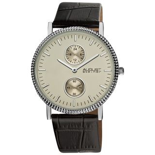 August Steiner Mens GMT Leather Strap Quartz Watch