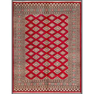 Pakistani Hand knotted Bokhara Red/ Beige Wool Rug (66 x 87