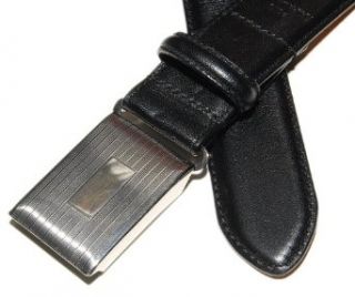Polo Ralph Lauren Mens Black Leather Silver Brass Belt 40