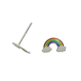 Sterling Silver Enamel Rainbow Childrens Earrings