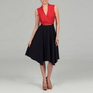 Calvin Klein Womens Poppy/ Indigo Belted Dress