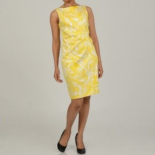 Jonathan Martin Womens Yellow Sleeveless Sheath Dress