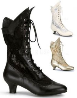 Womens Victorian Boot w/Lace 2 inch HeelIvory Pu Lace, 7