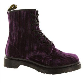  Dr.Martens Castle Crushed Velvet Purple Womens Boots Shoes