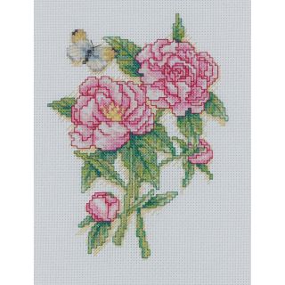 Peonies Mini Counted Cross Stitch Kit 5X7 14 Count Today $9.99