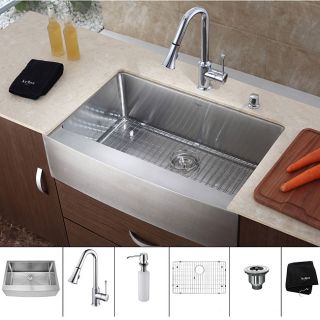 Kraus 36 inch Farmhouse Single Bowl Stainless Steel Kitchen Sink with