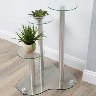 Daisy Glass 3 tier Silver Plant Stand
