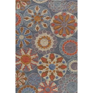 Hand tufted Copia Carnival Blue Polyester Rug