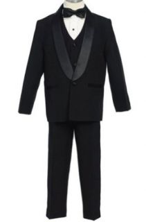 AMJ Dresses Inc 5 Pieces Black Boys Wedding Tuxedo Suit