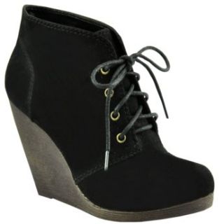 Bakers Womens Kingston Wedge Boot Black Suede 6.5 Shoes