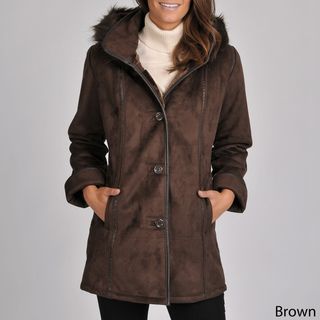 Excelled Womens Black Faux Shearling 3/4 length Coat