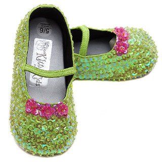 Green Sequin Special Occasion Dress Shoes 3/4 Boo Kitty Kids Shoes