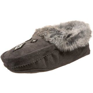  Manitobah Mukluks Womens Tipi Fur Moccasin,Charcoal,6 M US Shoes