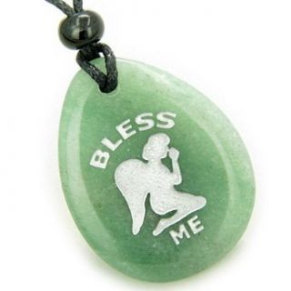 Bless Me Praying Guardian Angel Amulet Green Aventurine