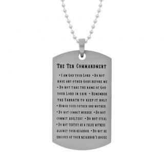 Stainless Steel Mens Ten Commandment Dog Tag Necklace Today $29.99