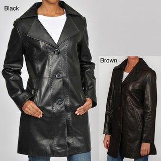 Tibor Designs Womens Plus Size Pick Stitched Leather Walking Coat
