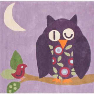 Handmade Kids Nighttime Owl Purple Rug (43 Square)