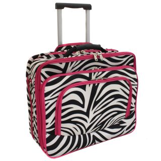 World Traveler Pink Zebra Print Polyester Rolling Laptop Tote Today $