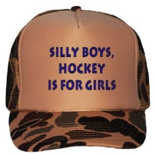 Silly boys, hockey is for girls Adult Brown Camo Mesh Back