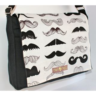 Handmade Medium Black Mustache Messenger Bag