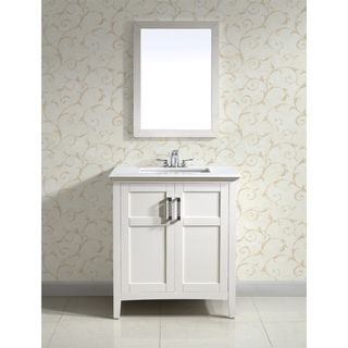 Salem White 30 inch Two Door White Marble Top Bathroom Vanity Set
