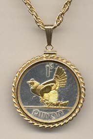 Irish Penny ÒChicken with ChicksÓ Two Tone Gold Filled