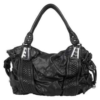Journee Collection Womens Weave Detail Double Handle Hobo Bag