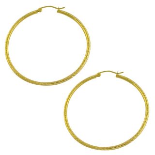 14k Yellow Gold 45 mm Diamond cut Hoop Earrings