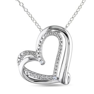Miadora Sterling Silver Diamond Heart Necklace