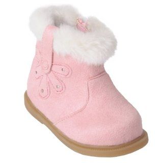 Co. Infant Girls Plush Trim Flower Detail Microsuede Boots Shoes