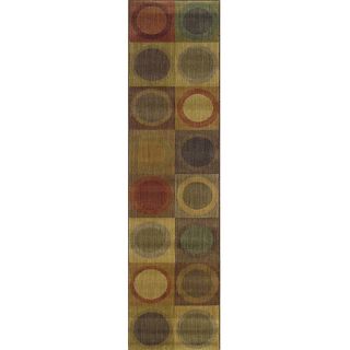 Ellington Green/Red Contemporary Area Runner Rug (111 x 76