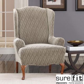Stretch Braid Pebble Wing Chair Slipcover