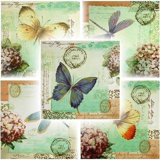 Set of 5 Dragonfly & Butterfly Canvas Wall Hangings (China