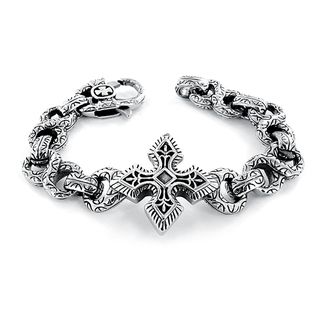 Stainless Steel Gothic Cross and Infinity Link Bracelet