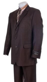 America Mens Dark Brown Pinstripe Super 120s Suit