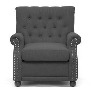 Lombardi Dark Grey Linen Modern Club Chair