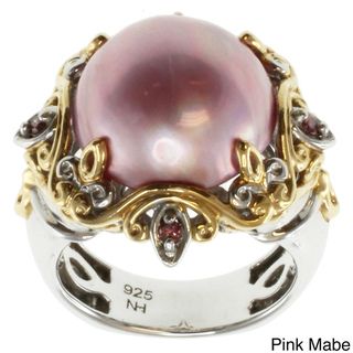 Michael Valitutti Two tone Mabe Pearl and Diamond Ring
