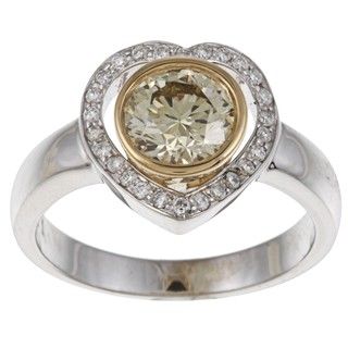 18k Two Tone Gold 1ct TDW Diamond Heart Ring (SI1)