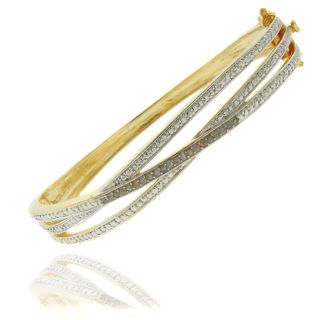 Finesque 18k Gold Overlay 1/4ct Diamond Twist Bangle Bracelet Today $