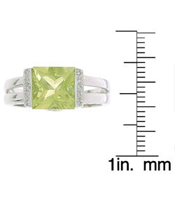 14k White Gold Lemon Quartz Pave Diamond Ring